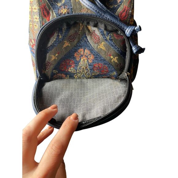 Hippie Boho handwoven nubuck leather Kilim Arts backpack Turkish-made Navy Olive - Picture 6 of 7